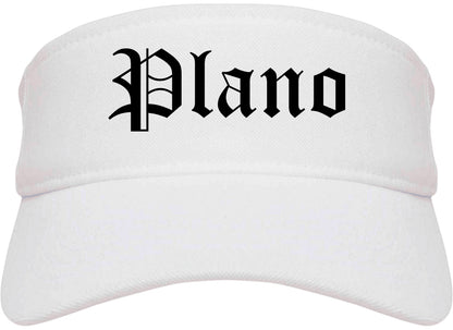 Plano Illinois IL Old English Mens Visor Cap Hat White