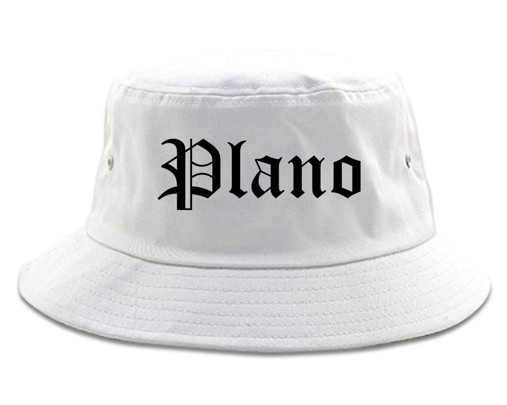 Plano Illinois IL Old English Mens Bucket Hat White
