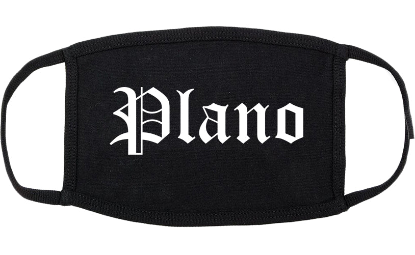 Plano Texas TX Old English Cotton Face Mask Black