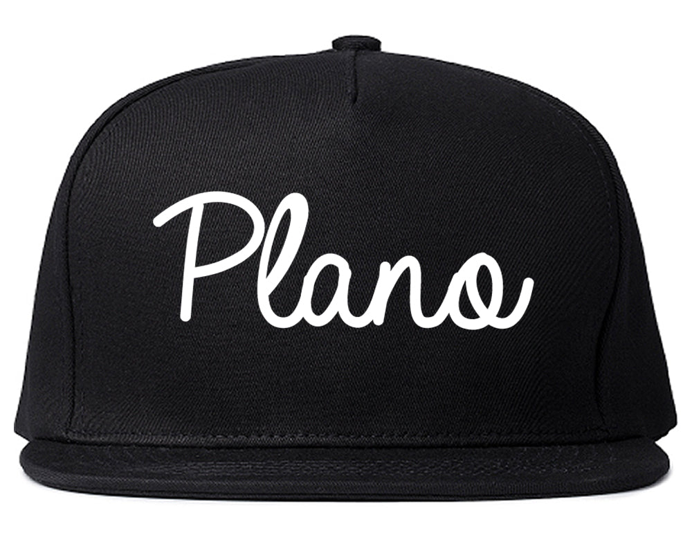 Plano Texas TX Script Mens Snapback Hat Black