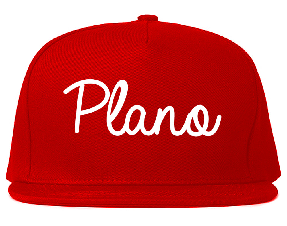 Plano Texas TX Script Mens Snapback Hat Red