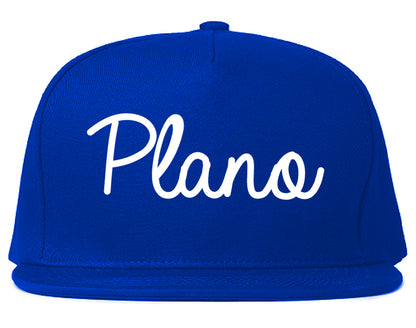 Plano Texas TX Script Mens Snapback Hat Royal Blue