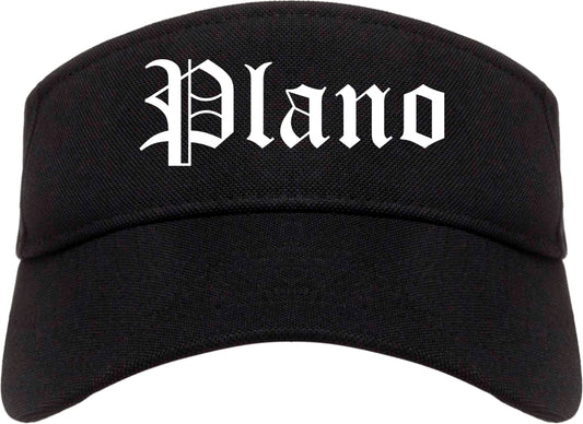 Plano Texas TX Old English Mens Visor Cap Hat Black