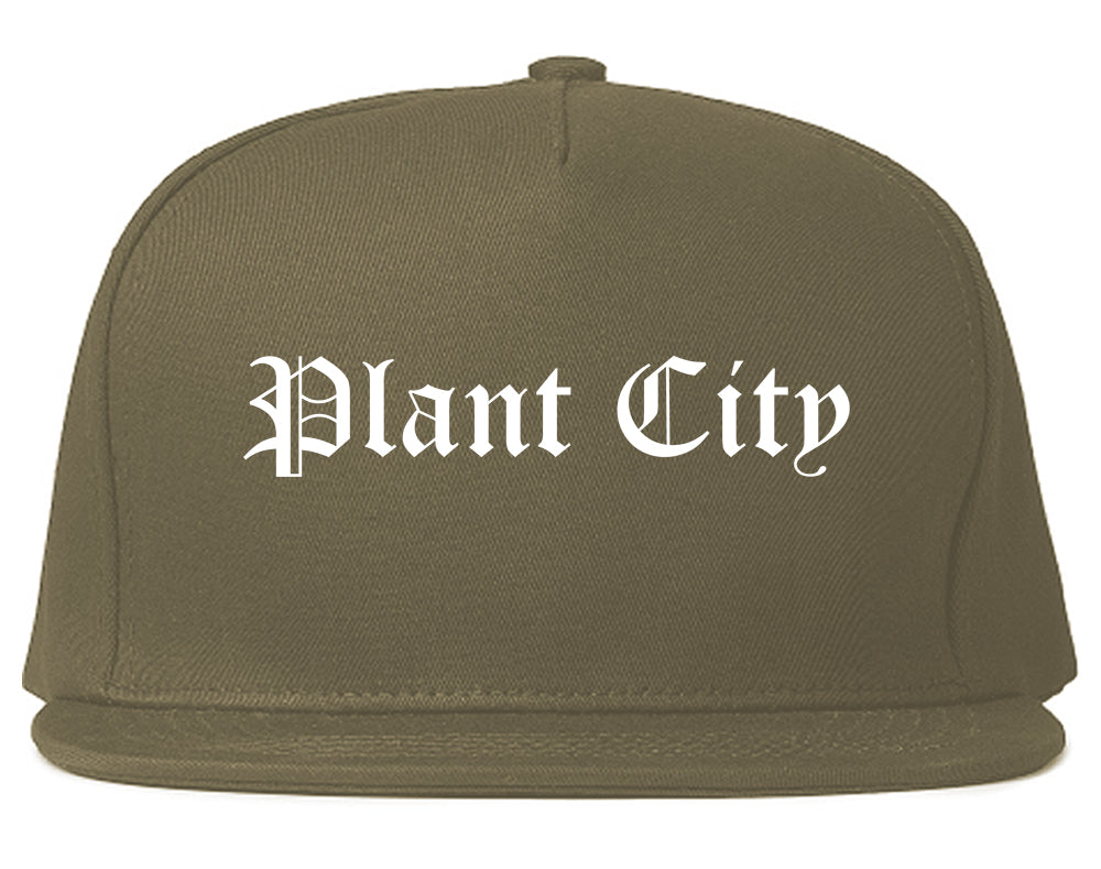 Plant City Florida FL Old English Mens Snapback Hat Grey