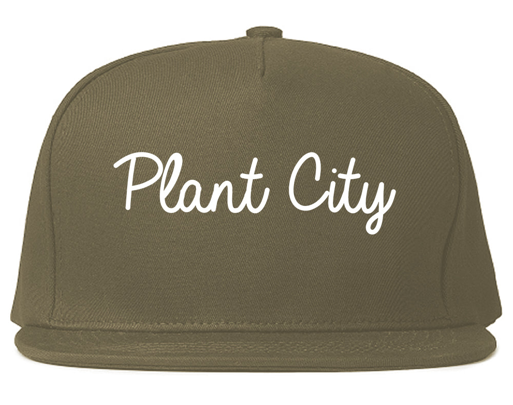 Plant City Florida FL Script Mens Snapback Hat Grey