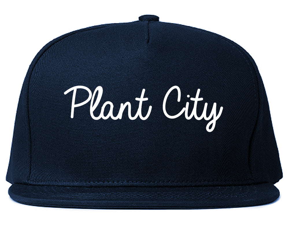 Plant City Florida FL Script Mens Snapback Hat Navy Blue
