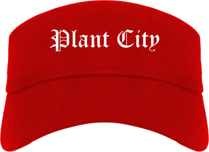 Plant City Florida FL Old English Mens Visor Cap Hat Red