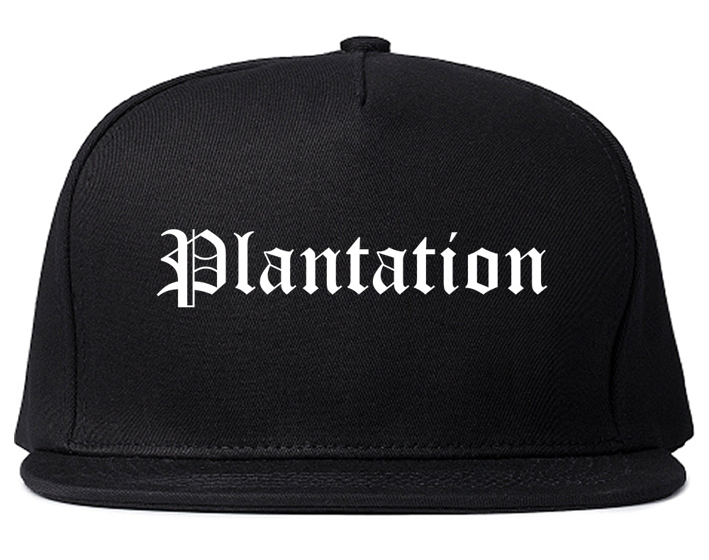 Plantation Florida FL Old English Mens Snapback Hat Black