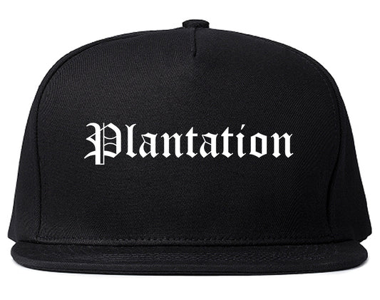 Plantation Florida FL Old English Mens Snapback Hat Black