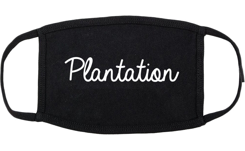 Plantation Florida FL Script Cotton Face Mask Black