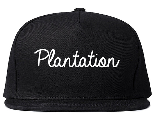 Plantation Florida FL Script Mens Snapback Hat Black