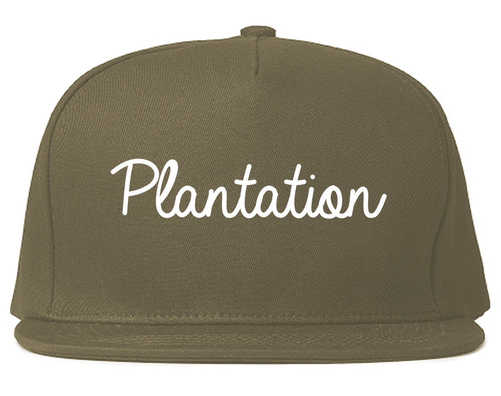 Plantation Florida FL Script Mens Snapback Hat Grey