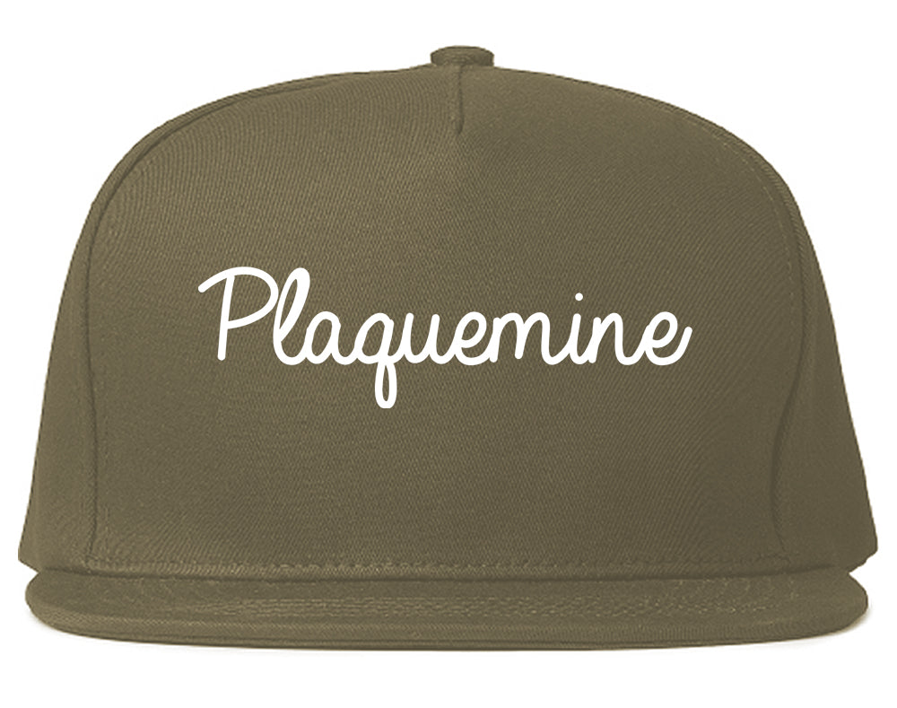 Plaquemine Louisiana LA Script Mens Snapback Hat Grey