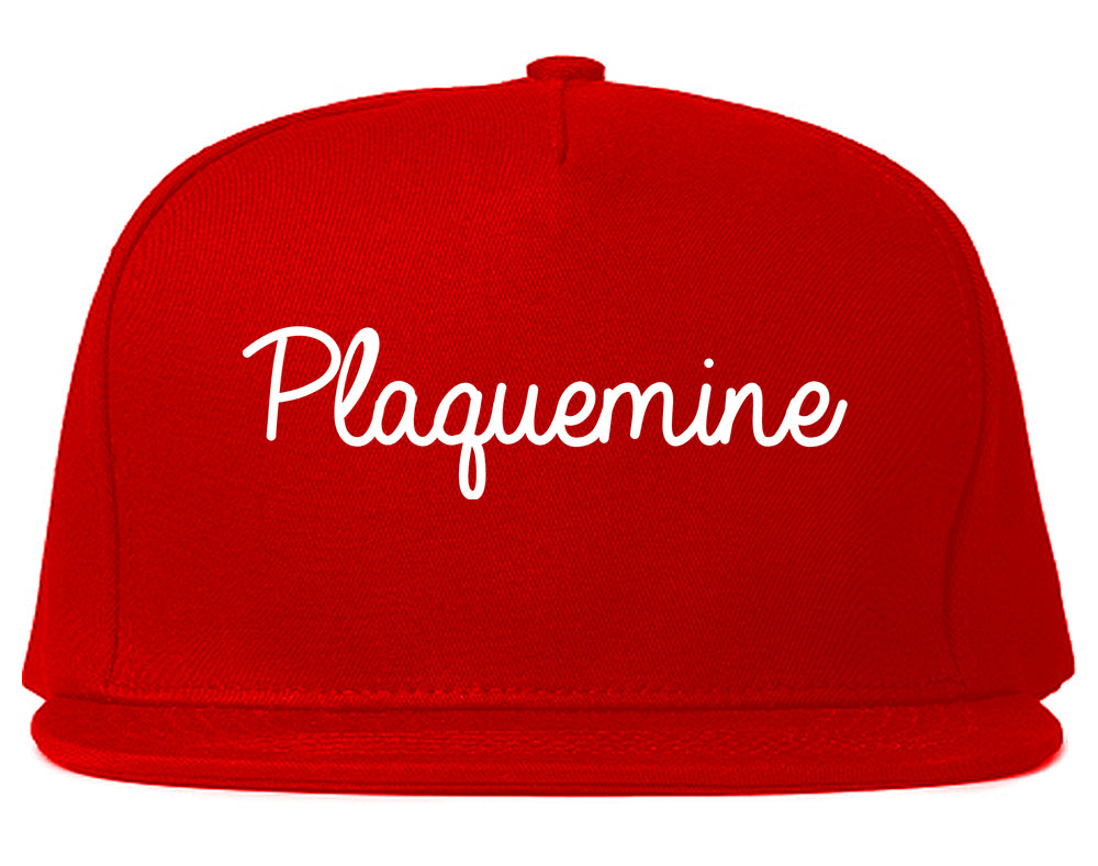 Plaquemine Louisiana LA Script Mens Snapback Hat Red