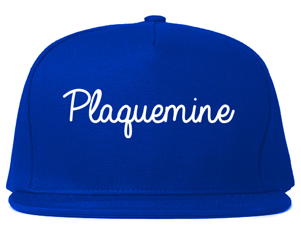 Plaquemine Louisiana LA Script Mens Snapback Hat Royal Blue