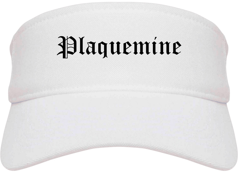 Plaquemine Louisiana LA Old English Mens Visor Cap Hat White