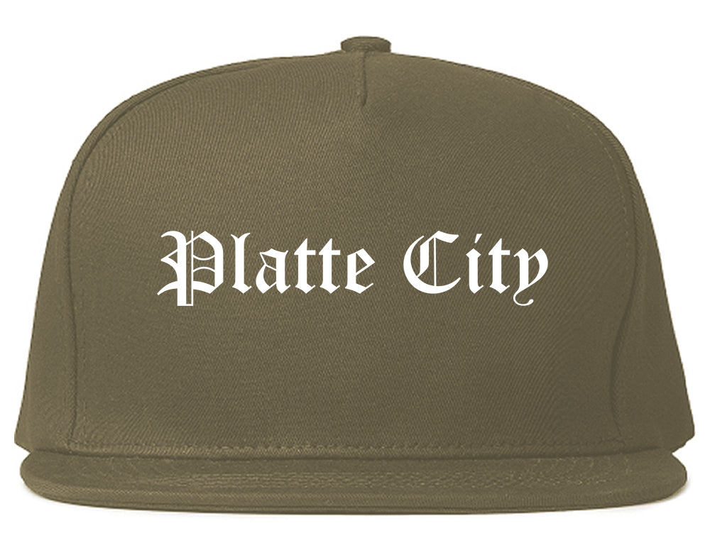 Platte City Missouri MO Old English Mens Snapback Hat Grey