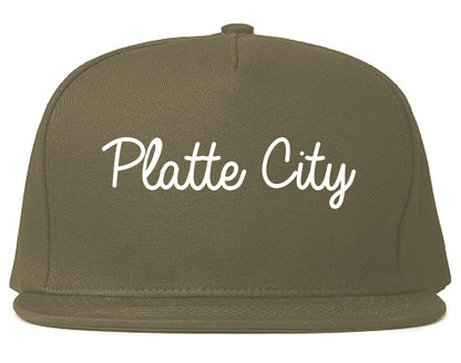 Platte City Missouri MO Script Mens Snapback Hat Grey