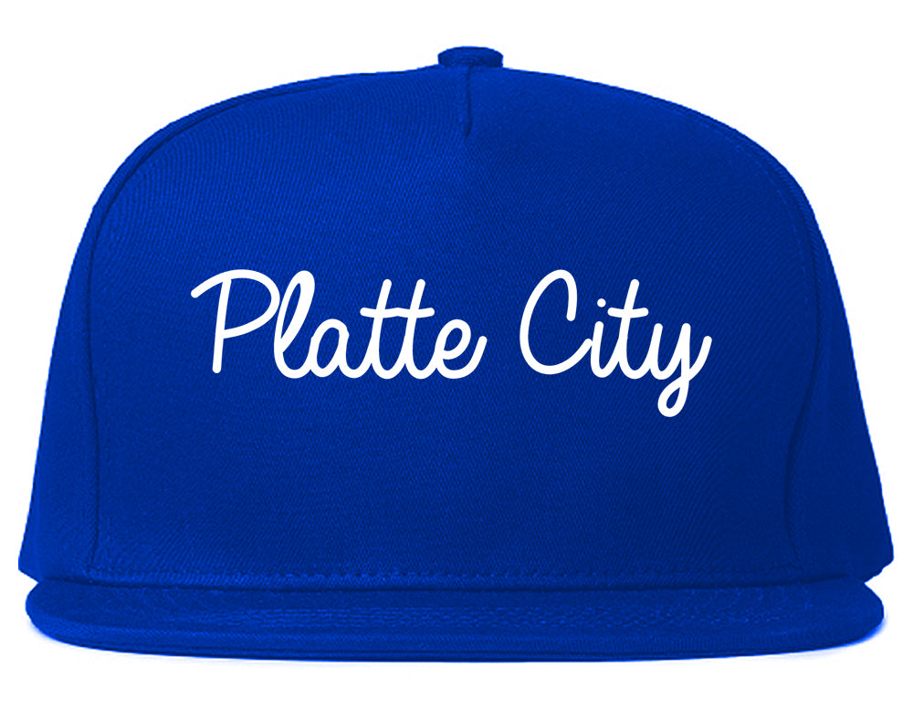 Platte City Missouri MO Script Mens Snapback Hat Royal Blue