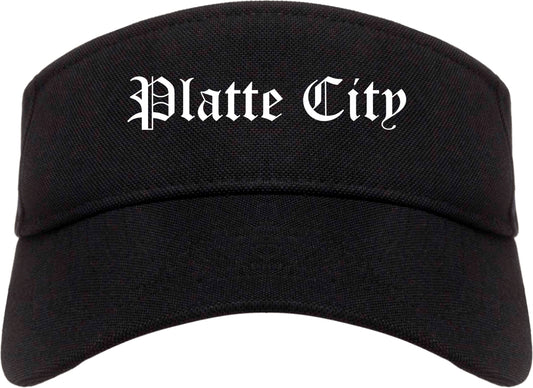 Platte City Missouri MO Old English Mens Visor Cap Hat Black