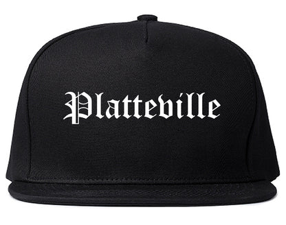 Platteville Wisconsin WI Old English Mens Snapback Hat Black