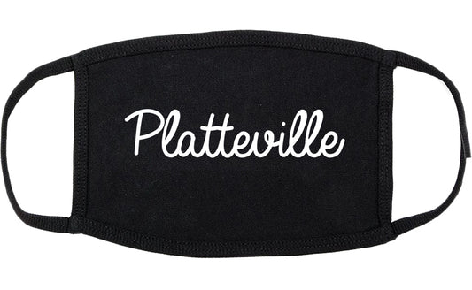 Platteville Wisconsin WI Script Cotton Face Mask Black