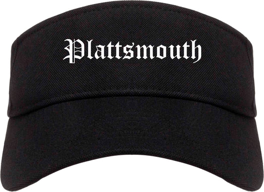 Plattsmouth Nebraska NE Old English Mens Visor Cap Hat Black