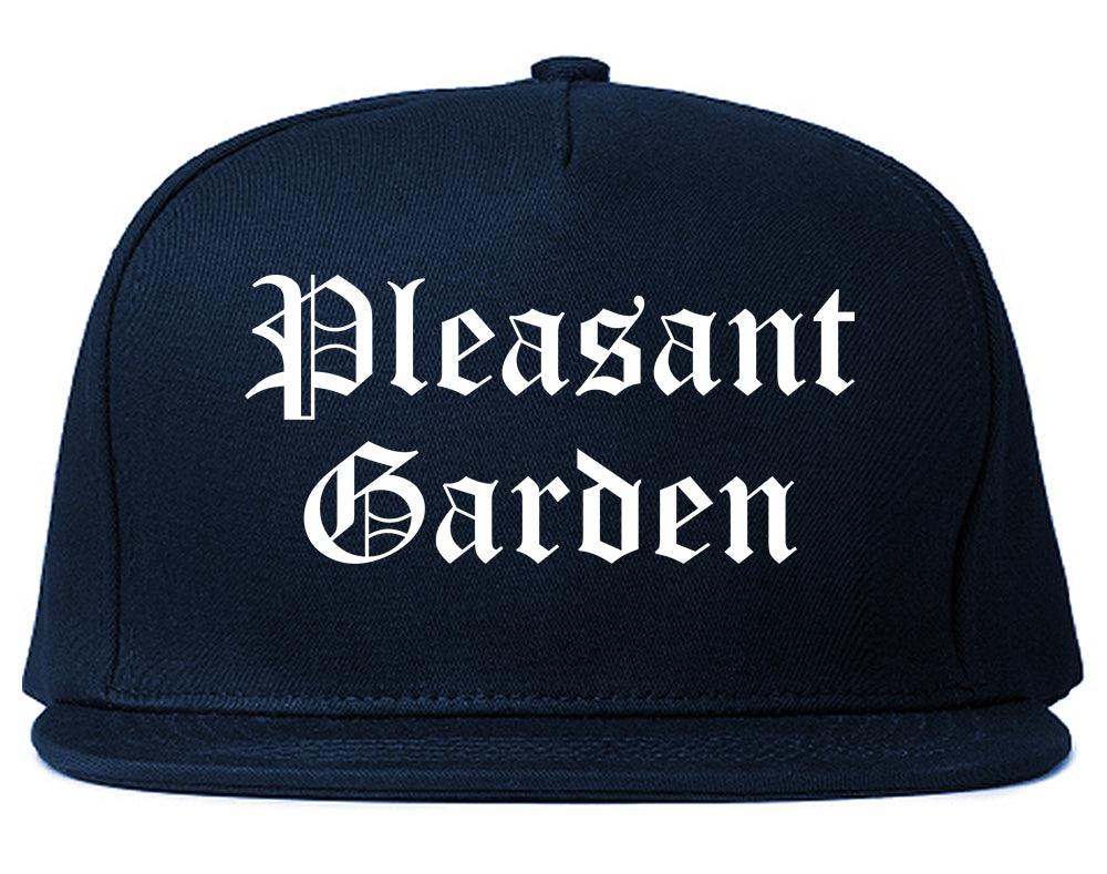 Pleasant Garden North Carolina NC Old English Mens Snapback Hat Navy Blue