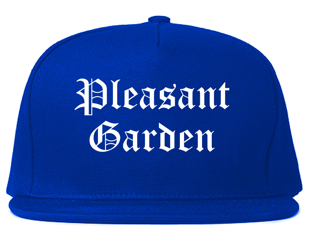 Pleasant Garden North Carolina NC Old English Mens Snapback Hat Royal Blue