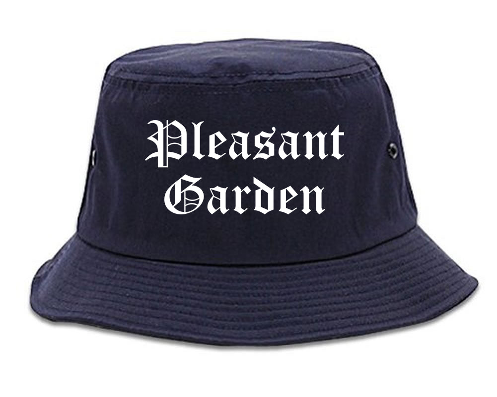 Pleasant Garden North Carolina NC Old English Mens Bucket Hat Navy Blue