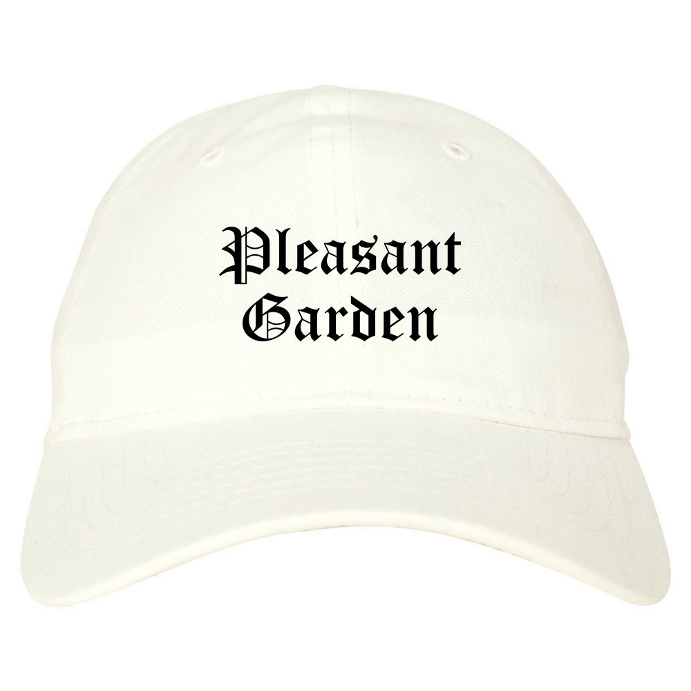 Pleasant Garden North Carolina NC Old English Mens Dad Hat Baseball Cap White