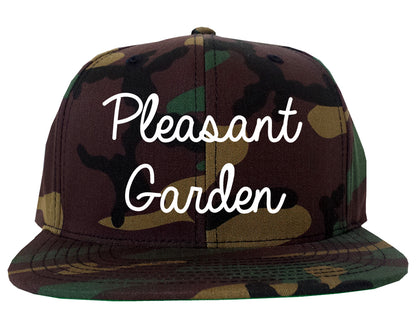 Pleasant Garden North Carolina NC Script Mens Snapback Hat Army Camo