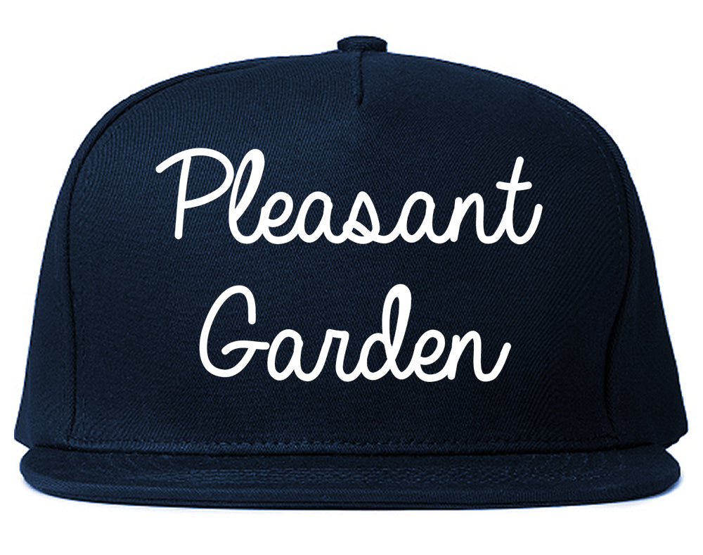 Pleasant Garden North Carolina NC Script Mens Snapback Hat Navy Blue