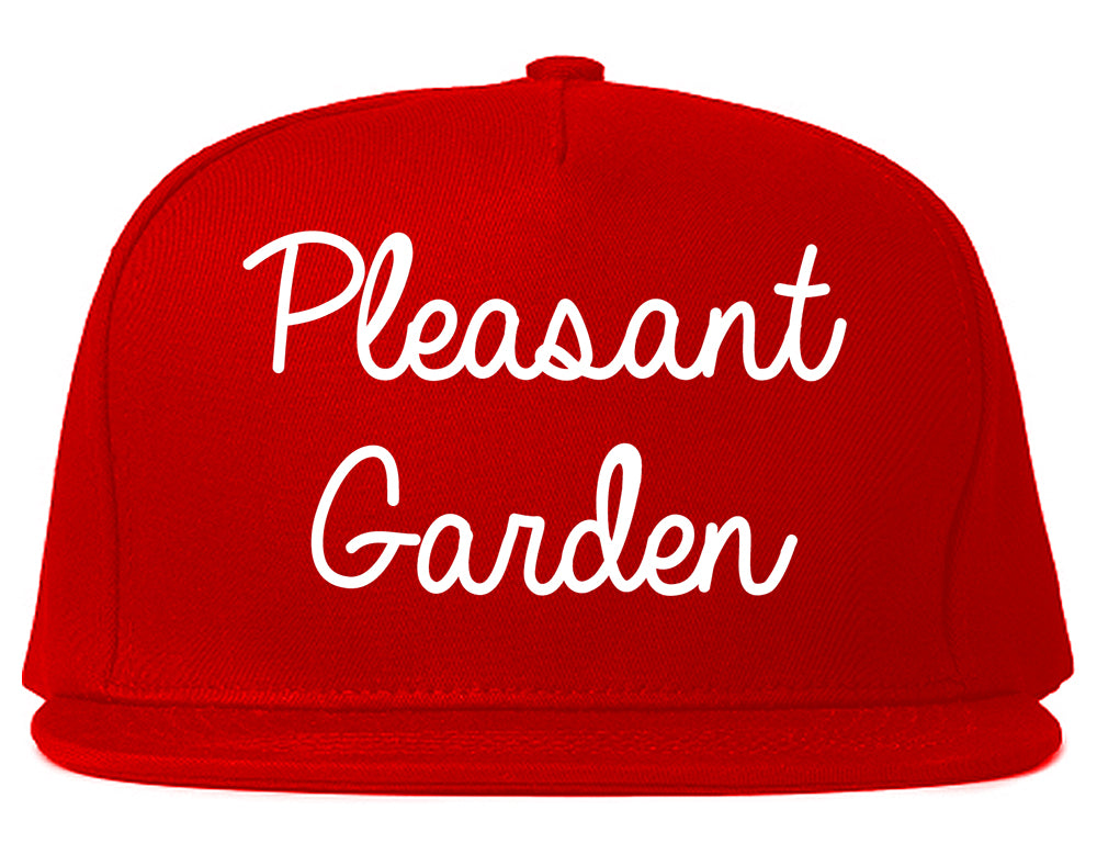 Pleasant Garden North Carolina NC Script Mens Snapback Hat Red