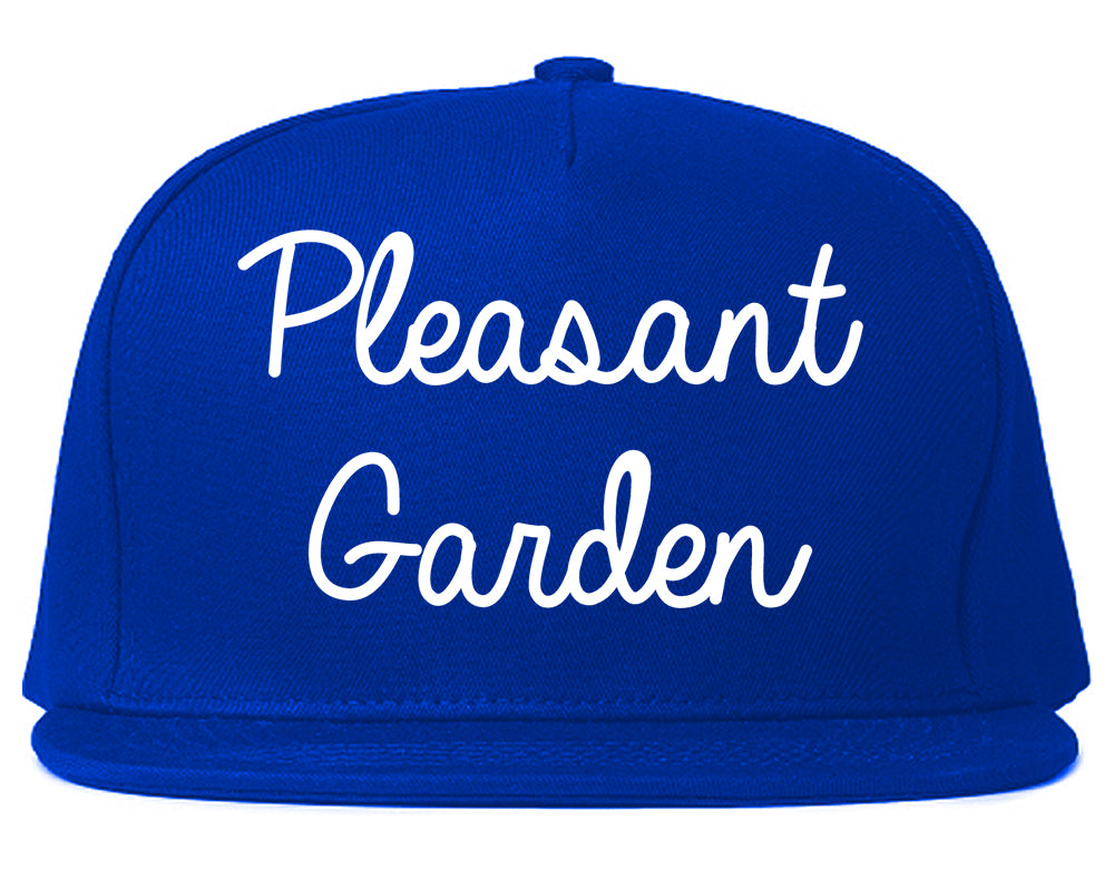 Pleasant Garden North Carolina NC Script Mens Snapback Hat Royal Blue