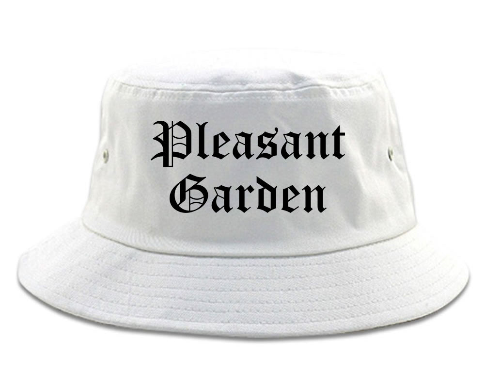 Pleasant Garden North Carolina NC Old English Mens Bucket Hat White