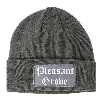 Pleasant Grove Alabama AL Old English Mens Knit Beanie Hat Cap Grey