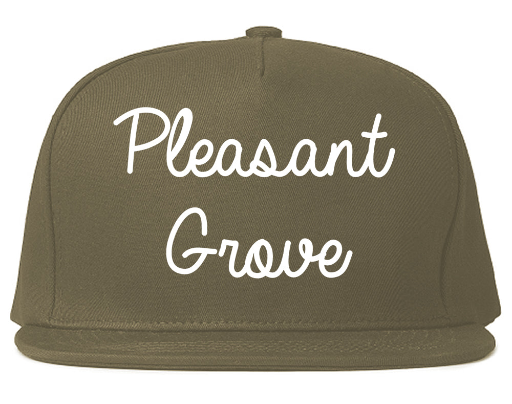 Pleasant Grove Alabama AL Script Mens Snapback Hat Grey