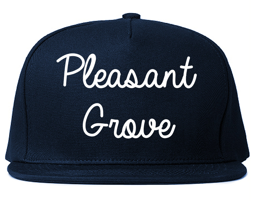 Pleasant Grove Alabama AL Script Mens Snapback Hat Navy Blue