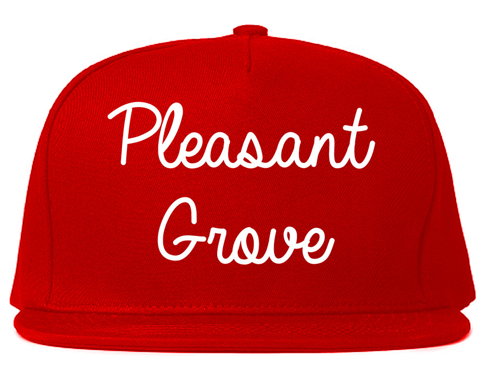 Pleasant Grove Alabama AL Script Mens Snapback Hat Red