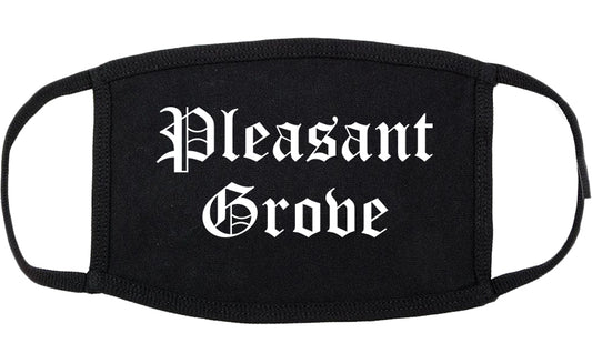 Pleasant Grove Utah UT Old English Cotton Face Mask Black
