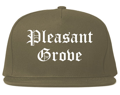 Pleasant Grove Utah UT Old English Mens Snapback Hat Grey