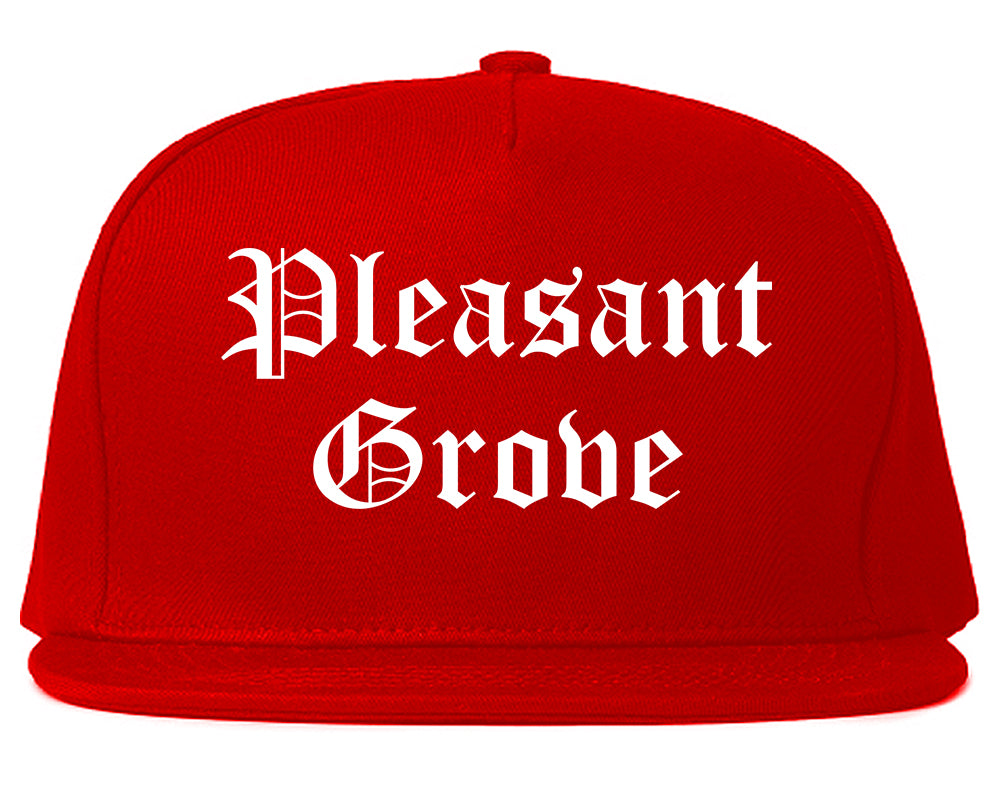 Pleasant Grove Utah UT Old English Mens Snapback Hat Red