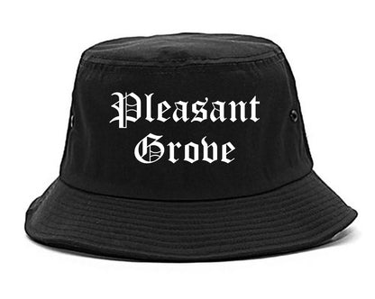 Pleasant Grove Utah UT Old English Mens Bucket Hat Black
