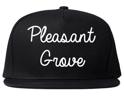 Pleasant Grove Utah UT Script Mens Snapback Hat Black