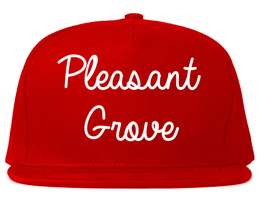 Pleasant Grove Utah UT Script Mens Snapback Hat Red