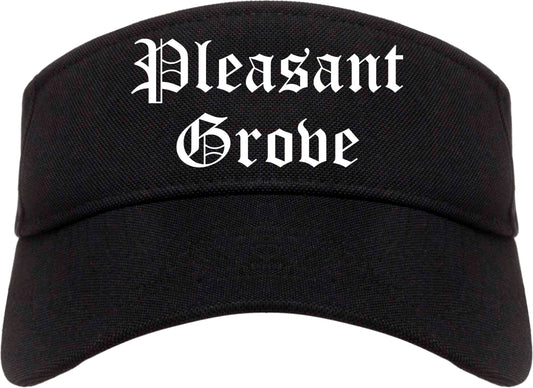 Pleasant Grove Utah UT Old English Mens Visor Cap Hat Black