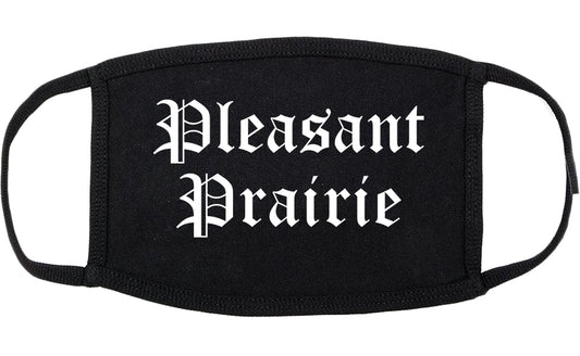 Pleasant Prairie Wisconsin WI Old English Cotton Face Mask Black