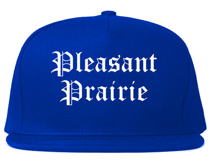 Pleasant Prairie Wisconsin WI Old English Mens Snapback Hat Royal Blue