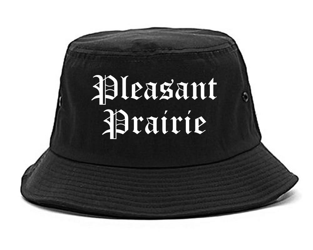 Pleasant Prairie Wisconsin WI Old English Mens Bucket Hat Black